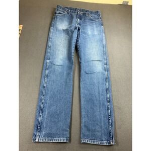 Wrangler Men Jeans 38x36 Blue Straight Cotton Denim distressed cowboy‎ 90s vtg